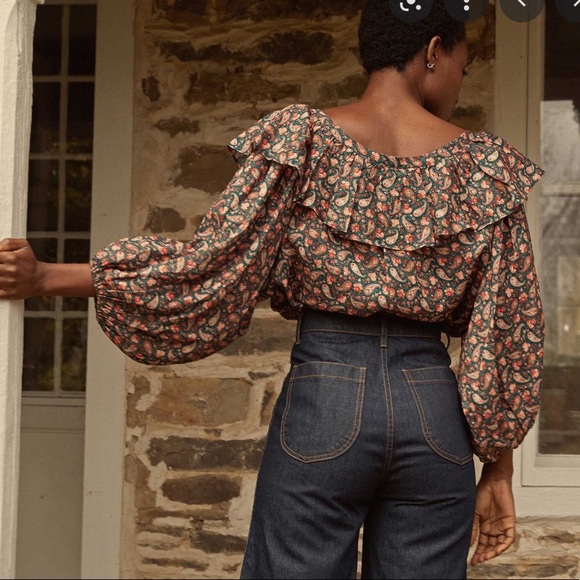 Shop Doen: CIELITO TOP -- TEAL CANTERBURY PAISLEY - new with tags - Picture 3 of 5